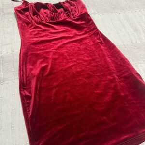 Elegant Red Mini Velvet Dress